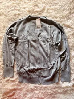 【新品タグ付】ユニクロ スーピマコットンVネックカーディガン XL グレー