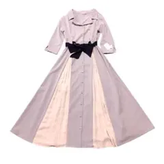 未使用❤️レディアゼル❤️バイカラーマキシ丈 ワンピース ウエストリボン