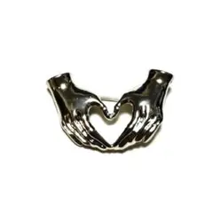 BR-386 ♡ ハート ハンド Love 愛 シルバー ブローチ ♡