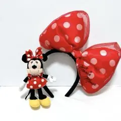 ディズニー　ミニー　カチューシャ　リボン　ぬいぐるみ　マスコット　キーホルダー