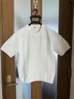 UNIQLO ウォッシャブルミラノリブニットTシャツ XS オフホワイト