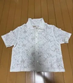 ホワイト レース編み 半袖シャツ　GU