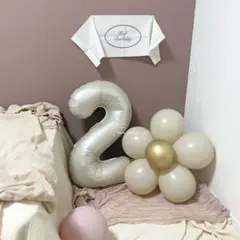 ナンバーバルーン　数字　風船　誕生日　飾り　シンプル　ベージュ　バースデー　韓国