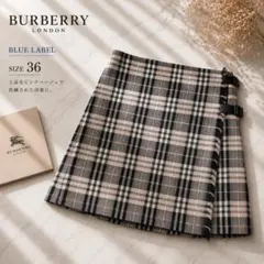【高級】BURBERRY ラップスカート プリーツ ノバチェック ベルト付き