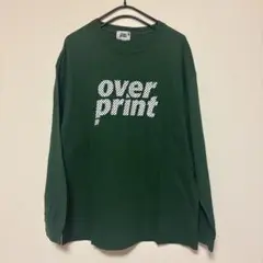 over print　ダークグリーン　ロングスリーブTシャツ　ロンT　Tシャツ