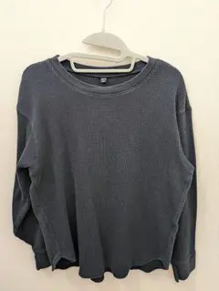 ユニクロ　ワッフルT 長袖　ネイビー