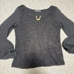 muse muse ミューズミューズ　シフォン　切り替え　トップス　黒　女性服