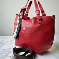 kitamura キタムラ 2way レザー ショルダーバッグ タッセル ロゴのサムネイル