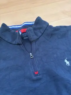 【希少XXL】ポロラルフローレン ハーフジップ スウェット 濃紺 刺繍ロゴ