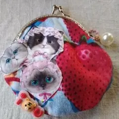 コヤンイサムチョン　ハンドメイドがま口 未使用品　パールチャーム付き