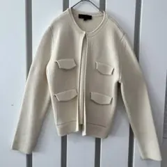 【ZARA ザラ】ノーカラージャケット アイボリー Lサイズ