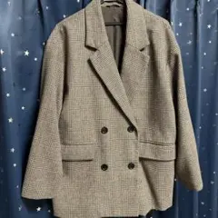 ジーユー ダブルブレストチェックジャケット