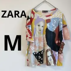 ZARA 【M】アートプリント 半袖Tシャツ トップス　アート　イラスト