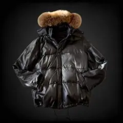 y2k lambskin fur hoodie down jacket