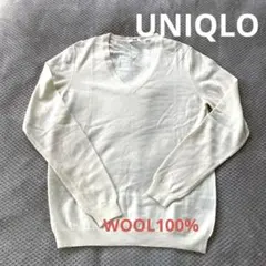 UNIQLO エクストラファインメリノVネックセーター（長袖） オフホワイト