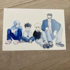 冨樫義博展 ハンターハンター　ポストカード　ゴン　キルア　クラピカ　レオリオ