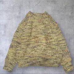 ★美品◆ビューティアンドユース◆畦ミックスカラークルーネックニットプルオーバー