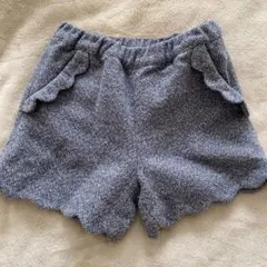 グレー スカラップヘム ハーフパンツ