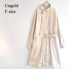 アングリッド/ロングコート/スタンドカラー/ベルト付き/コットン/F/アイボリー