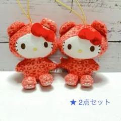 ハローキティ☘️ヒョウかぶりちょいデカマスコット　キャラクターグッズ　キティ