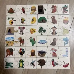 木製 知育パズル 36ピース 動物・すみか・食べ物 マッチングパズル