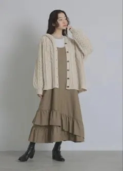 『somari imaginationニットケーブルパーカーカーディガン』