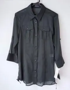 新品、未使用　PROUD OF ブラック ポケット付き7分袖シャツ 9AR