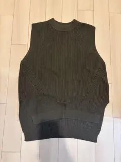 UNIQLO リブ編みニットベスト XL オリーブ
