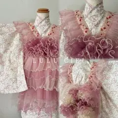 【即納】七五三 着物 ハンドメイド 女の子 男の子 被布 レース被布　3歳着物