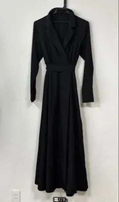 SHEIN シーン ロングワンピース ブラック 腰紐付き Ｓ
