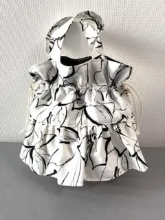 【20日限定SALE1200円！】#11-e6 フリル巾着バッグ モノトーン