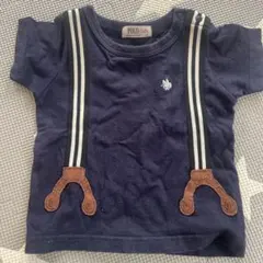 POLO Baby サスペンダー風プリント 半袖Tシャツ ネイビー 80のサムネイル