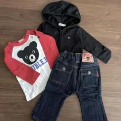 DOUBLE.B ミキハウス　長袖　ジップパーカー　デニム