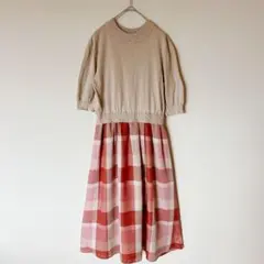 ブルーレーベルクレストブリッジ ドレープツイルニットコンビマキシワンピース