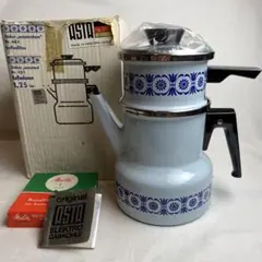 イギリス製ウェンズベリー　Epuch＆Co　ヴィンテージホーローポット　32cm 中古】Walker & Hall（ウォーカー＆ホール）英国陸軍紋章付き