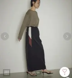 【earthy_】配色切替ラインナイロンスカート ブラック
