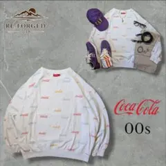 【希少 00s Y2K】Coca-Cola 総柄ロゴ刺繍 スウェット