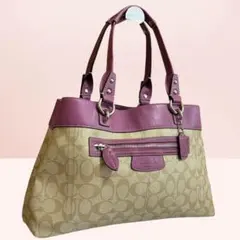 Y2K COACH コーチ プリーテッド トートバッグ シグネチャー ピンク