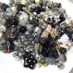 【500g越え】カスタムボールペン ファンシービーズ まとめ売り 白黒グレー金銀