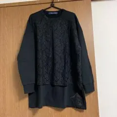ブラック レース トレーナーチュニック