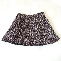 花柄 00s y2k 平成ギャル 姫ギャル ミニスカート 黒地 裾フリル
