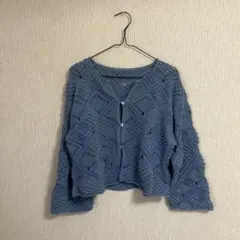 niko and … ブルー 編み込み カーディガン