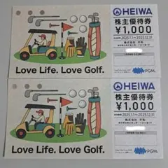 @fujiyaG【送料無料】 平和 HEIWA PGM 株主優待 ゴルフ場 3，500円額面 6枚セット 12，000円分