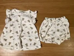 クマ柄リブ編みベビーパジャマ95cm以下のサムネイル