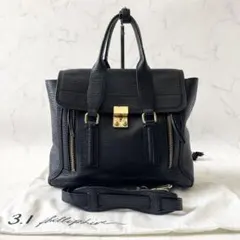 【保存袋付】スリーワン フィリップリム 2way ショルダーバッグ レザー 黒のサムネイル