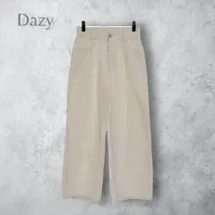 【Dazy】　ウエストゴム　ストレートワイドパンツ　洗える　無地　コットン