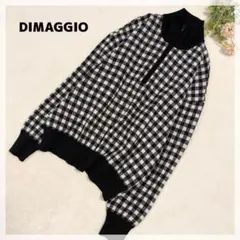 【ディマジオ】ハーフジップニットプルオーバー チェック柄 ウール混 中肉