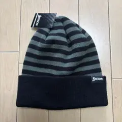 新品 SRIXON スリクソン ニット帽 ブラック×カーキ ボーダー 匿名配送