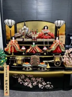 【雛蔵】雛道具本金蒔絵「光琳」 極美品】人形の泰富 雛人形三段飾り 極上本金蒔絵 御雛道具 ⑤金屏風