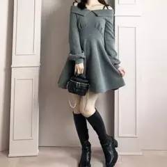 AnMILLE アンミール　ショルダーリボンスウェットOP